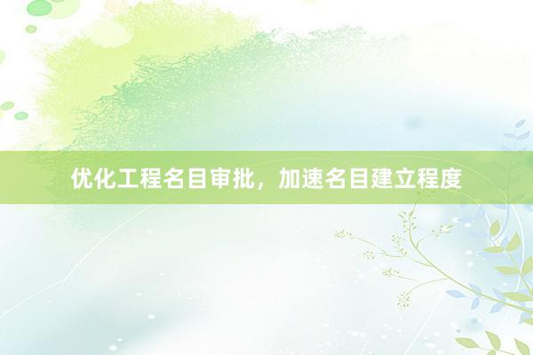 优化工程名目审批，加速名目建立程度