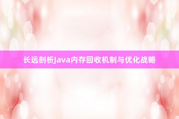 长远剖析Java内存回收机制与优化战略