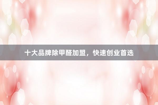 十大品牌除甲醛加盟，快速创业首选